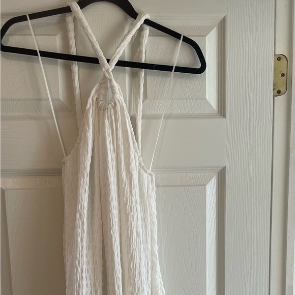 NWT ZARA White Textured Halter Keyhole Dress - Picture 12 of 12